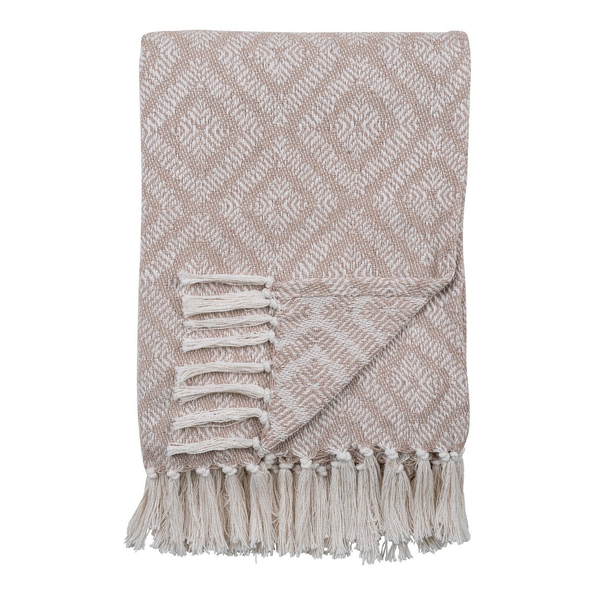 Cort Plaid – Elfenbein/Beige, 100 % recycelte Baumwolle, 130 x 160 cm