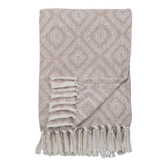 Cort Plaid – Elfenbein/Beige, 100 % recycelte Baumwolle, 130 x 160 cm