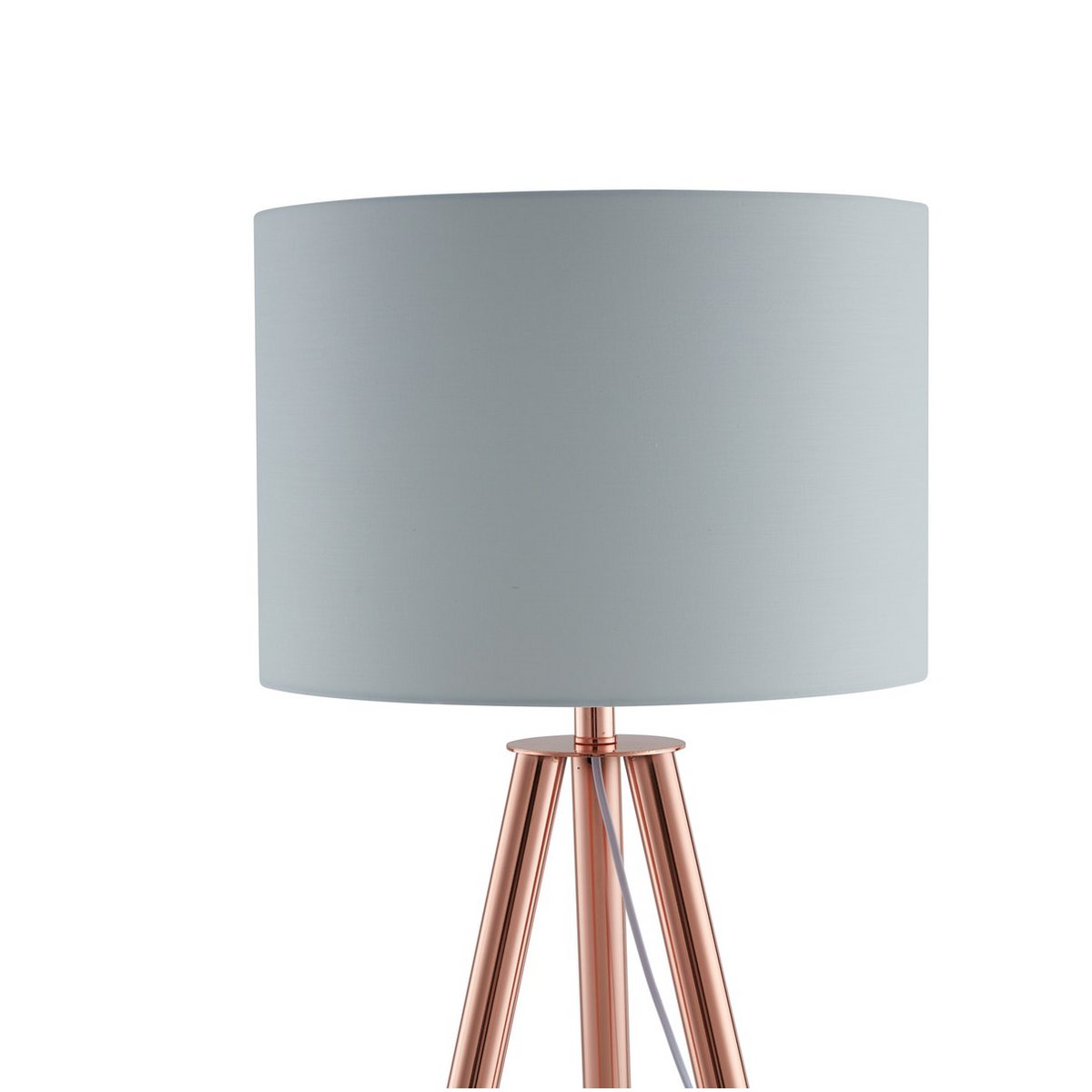 Floor lamp with textile shade copper / white