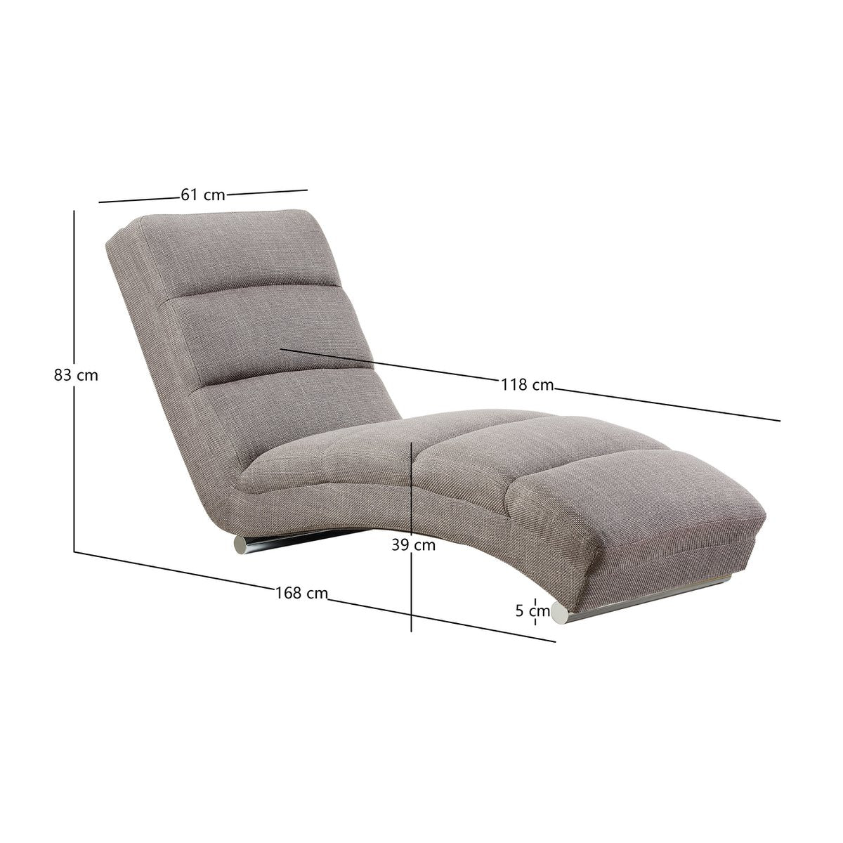 Chaise longue structured fabric gray