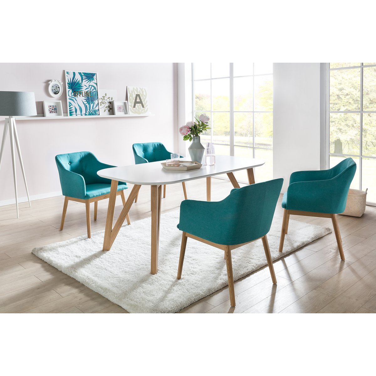 Dining table 180x90x76 cm white oak
