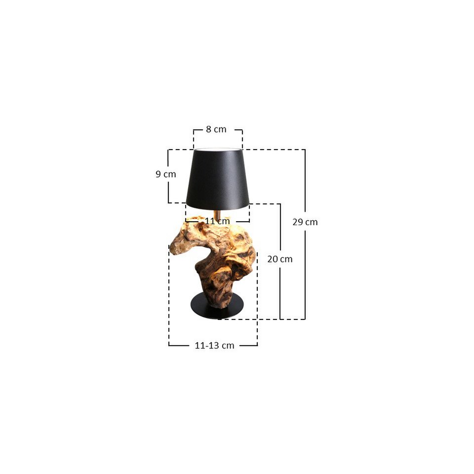 Tischleuchte 29 cm Natur/Schwarz mit LED-Akku