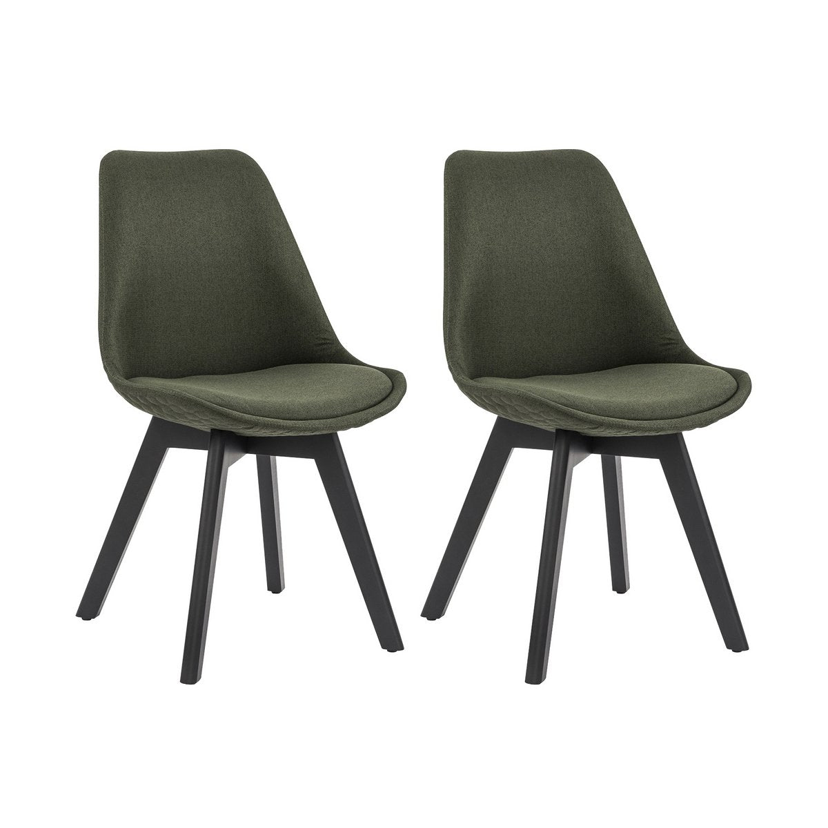 Chair set of 2 green textile