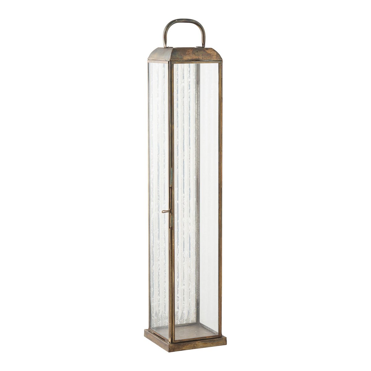 Herslev Laterne, Glas/Metall, Antik-Messing-Optik, 12x12x60 cm