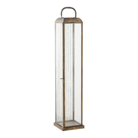 Herslev Laterne, Glas/Metall, Antik-Messing-Optik, 12x12x60 cm