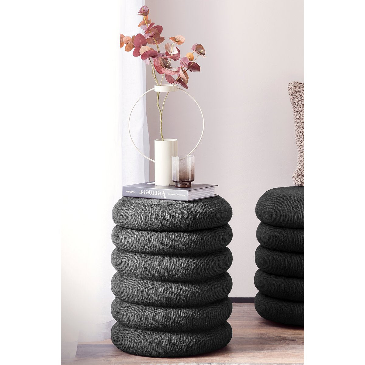 Looped Sitzhocker Ø38 cm Anthrazit