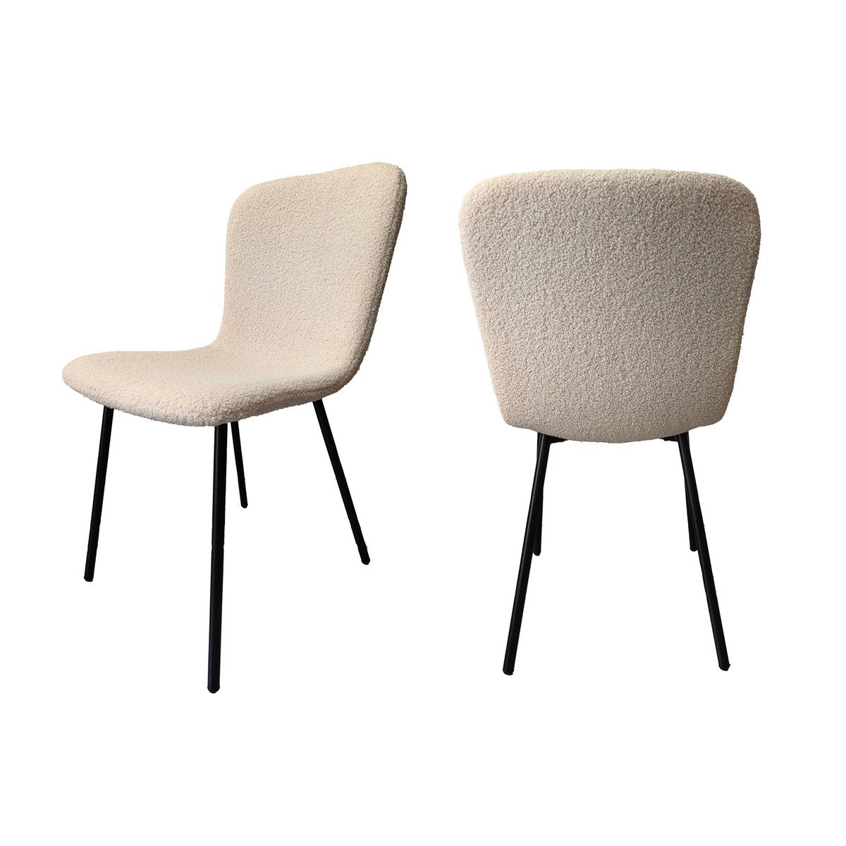 Bouclé look chair set of 4 beige
