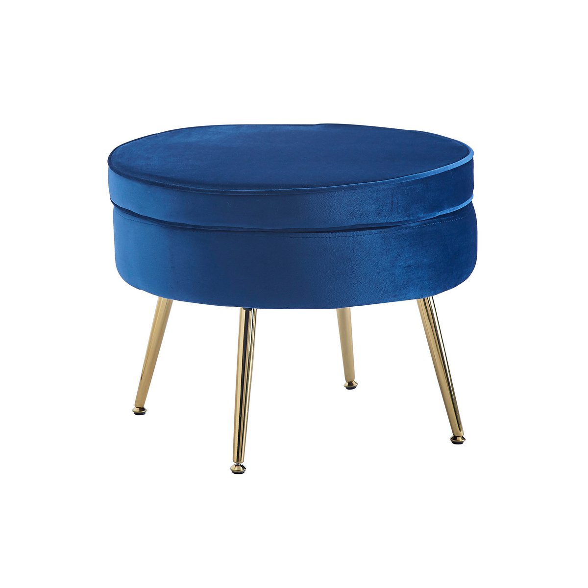 Sitzpouf rund aus Samt Dunkelblau