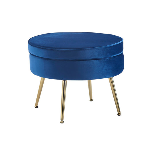 Sitzpouf rund aus Samt Dunkelblau