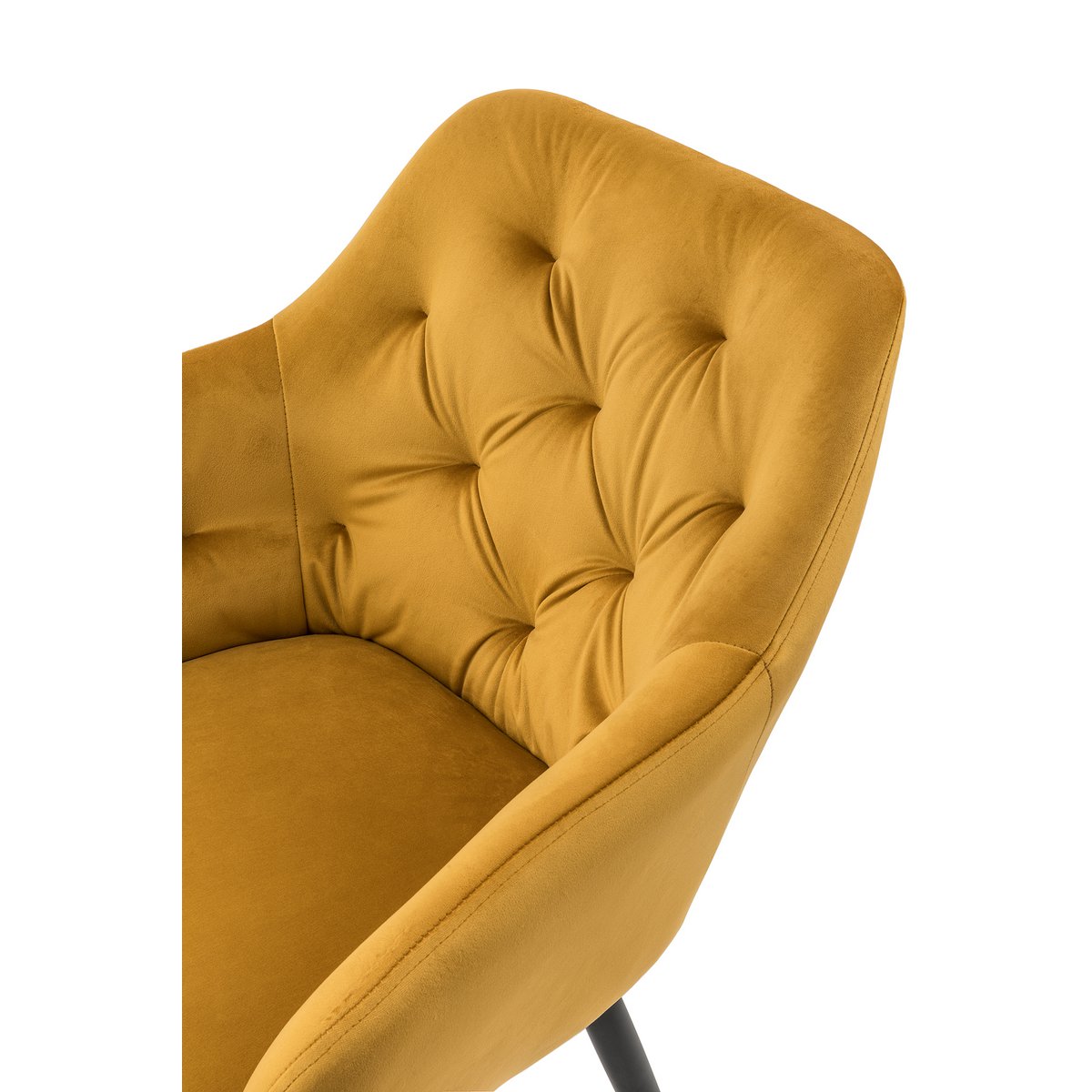 Yellow velvet armchair