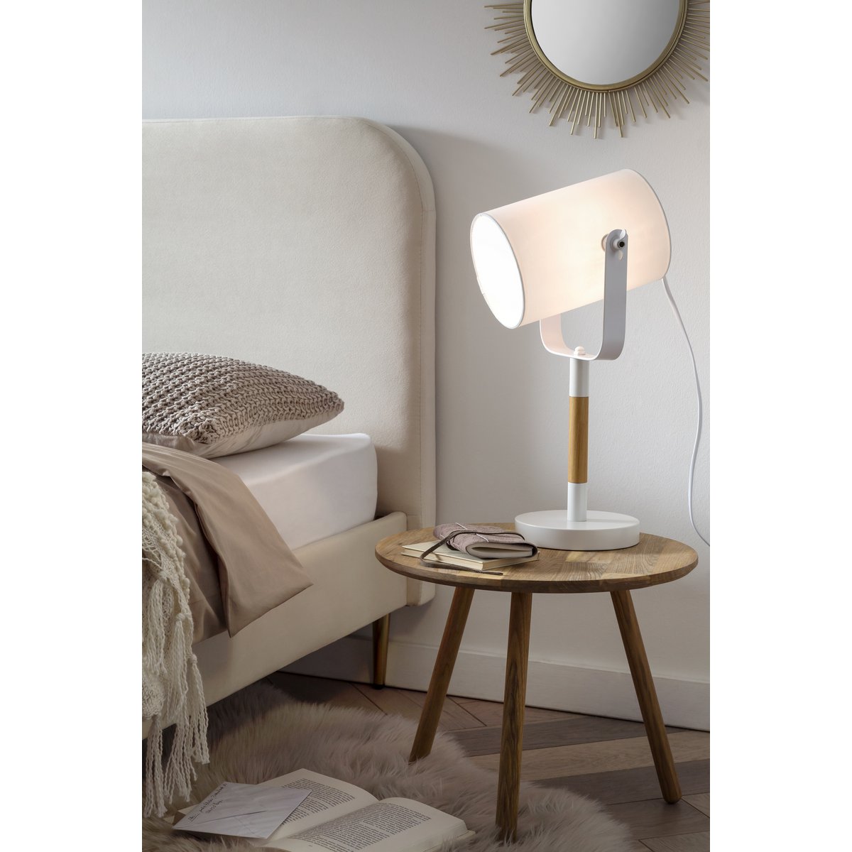 Table lamp Scandinavian white/natural