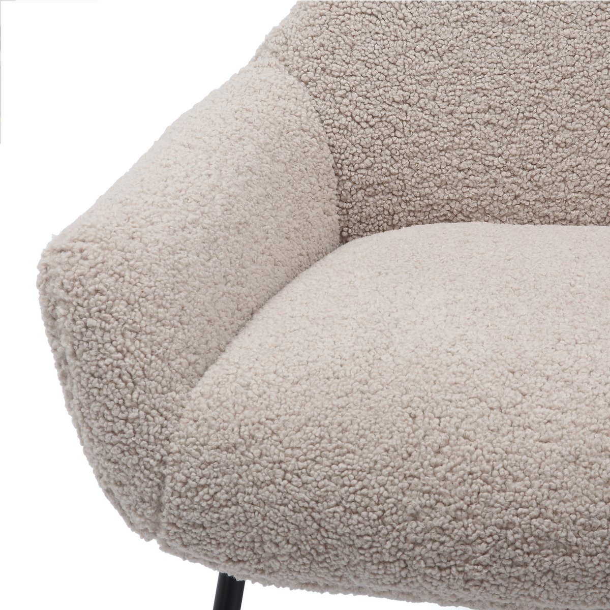 Armchair and stool set teddy fur taupe