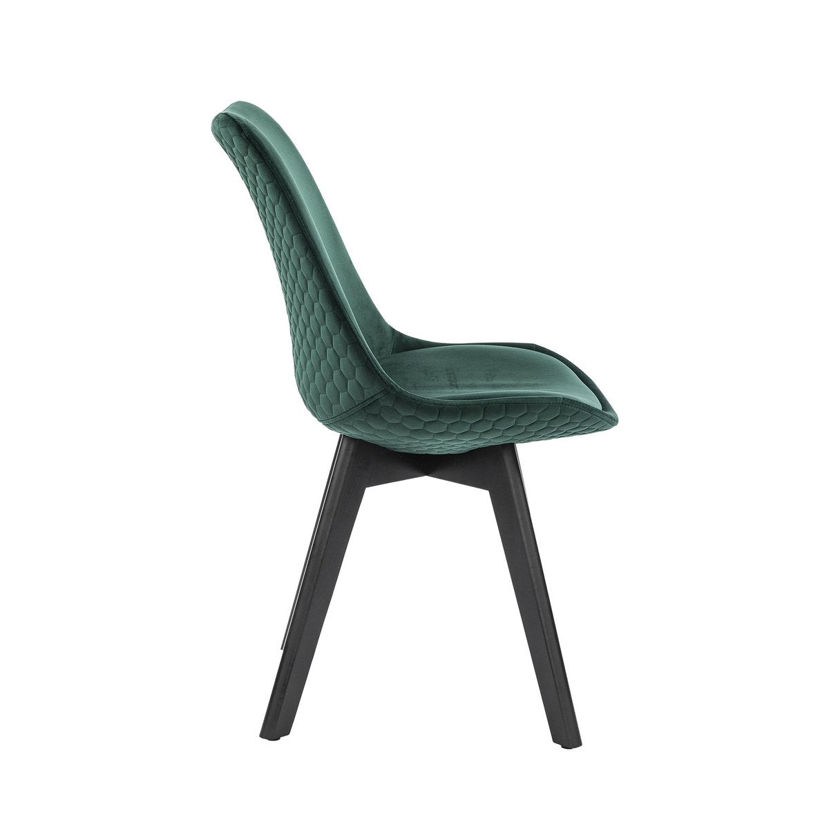 Set of 2 dining chairs in green velvet