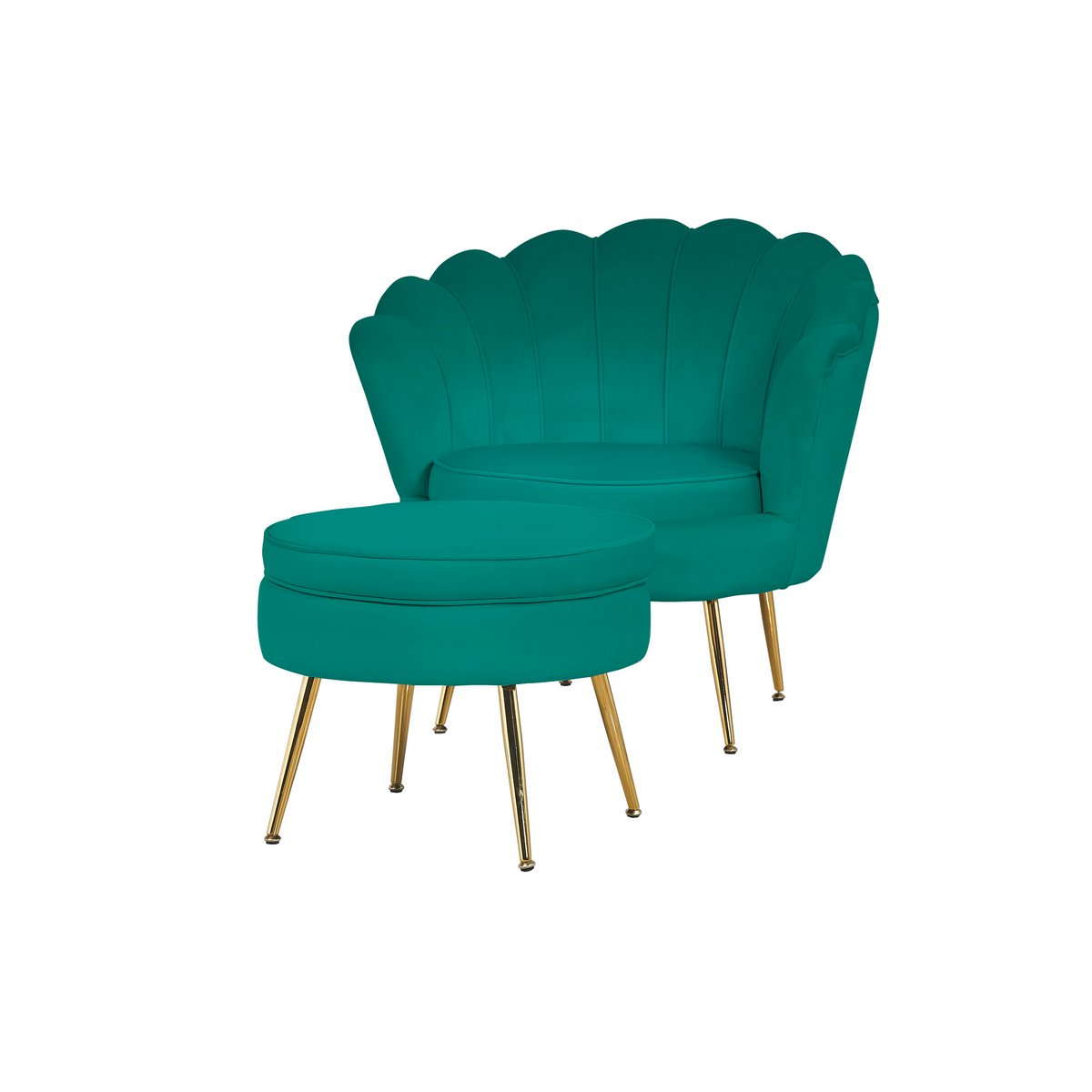 Round velvet pouf green