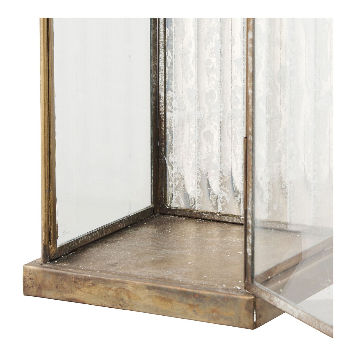 Herslev Laterne, Glas/Metall, Antik-Messing-Optik, 12x12x60 cm
