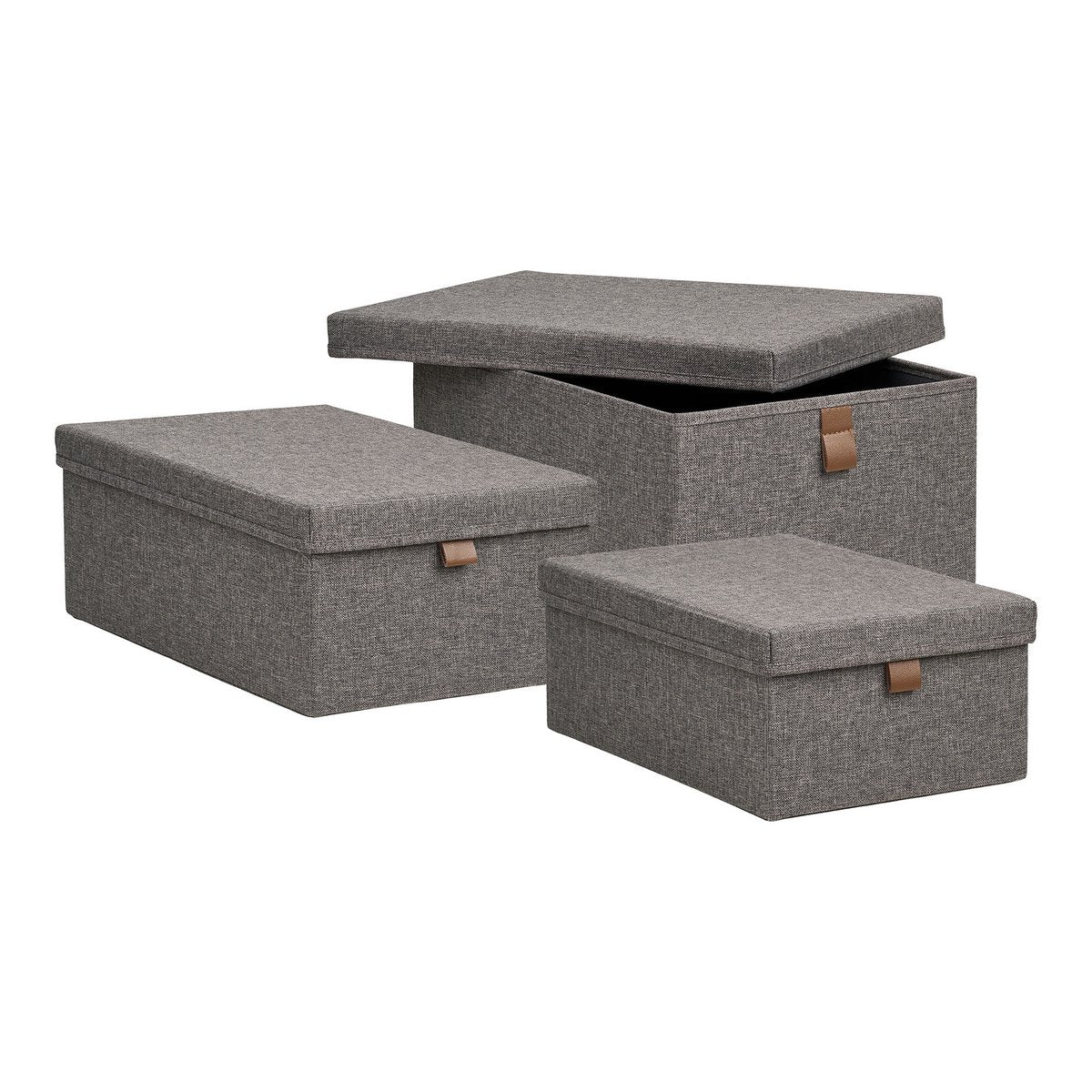 Noto Aufbewahrungsboxen, Textil, dunkelgrau, 3er-Set