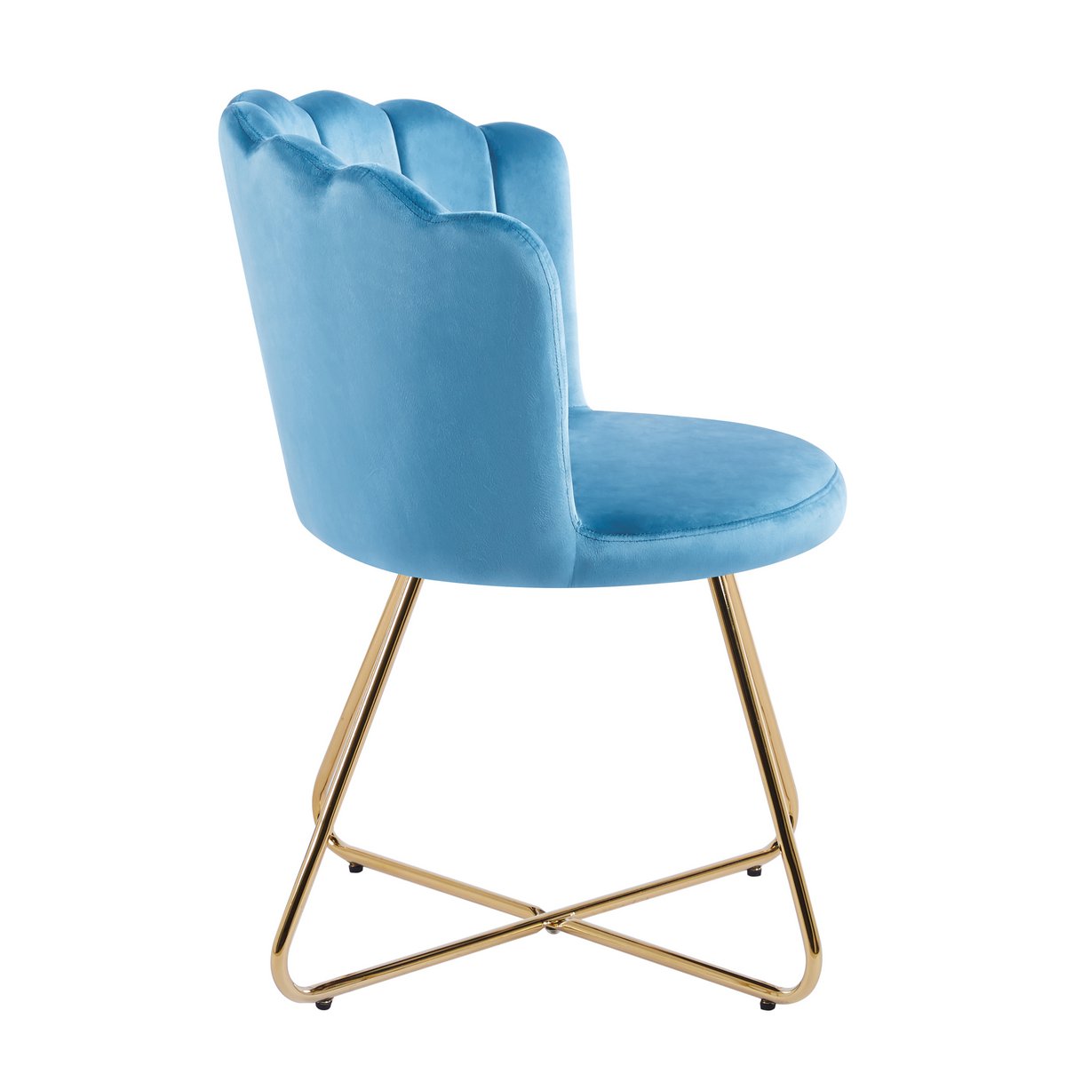 Set of 2 blue velvet shell chairs