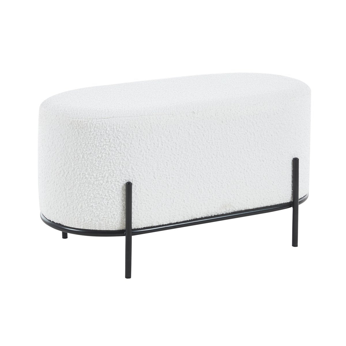 Upholstered stool Bouclé fabric white
