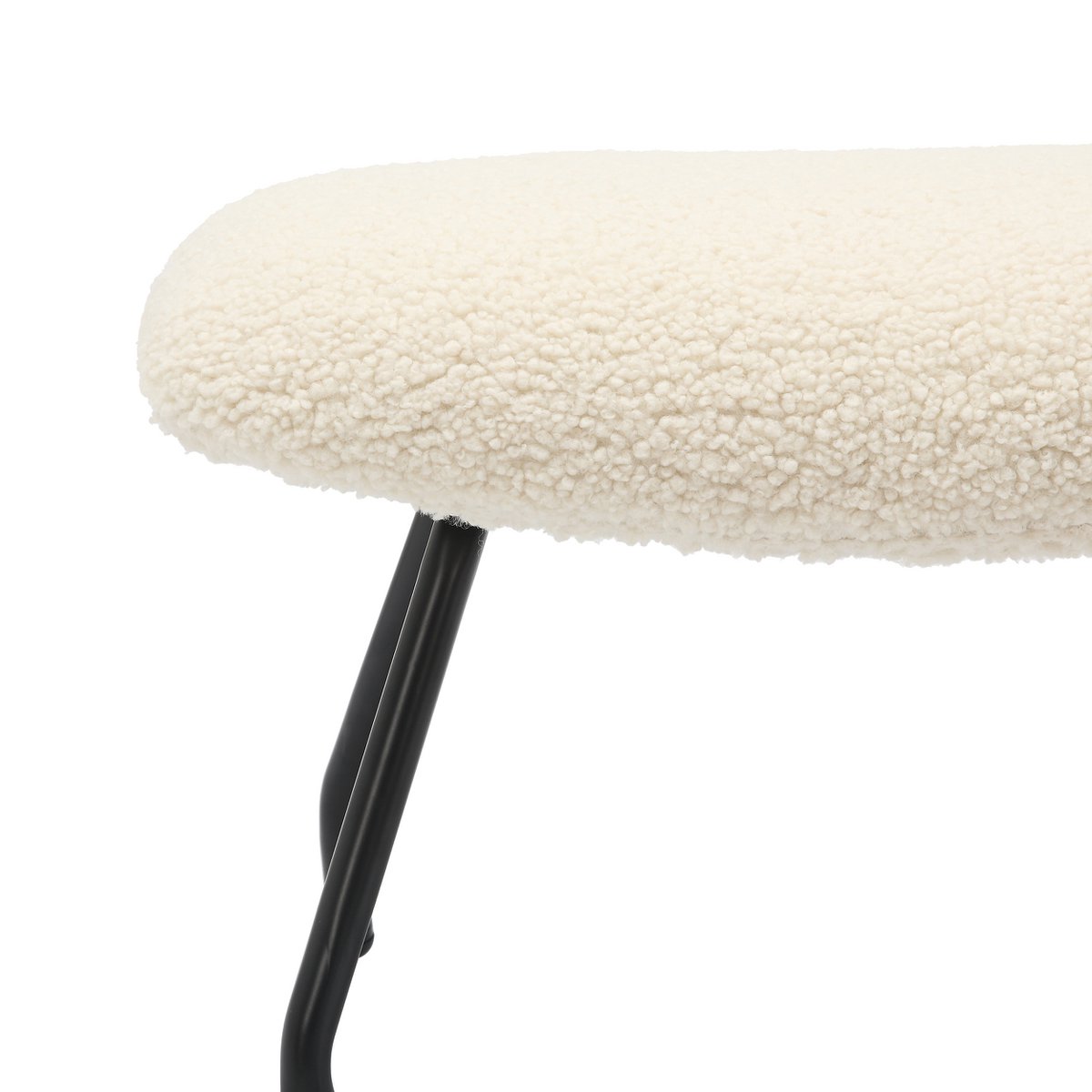 Armchair and stool set teddy fur beige