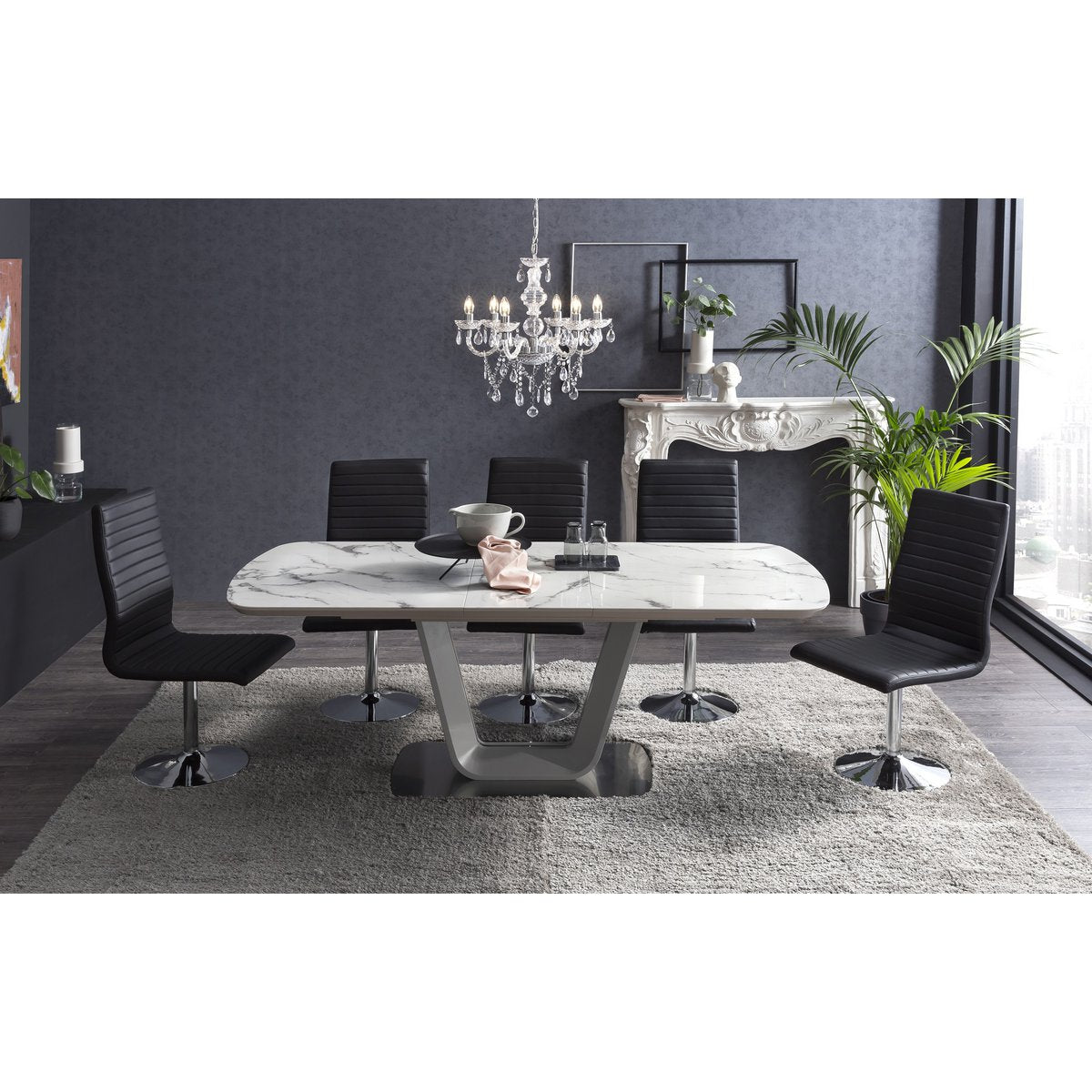 Dining room chairs black faux leather look set of 4