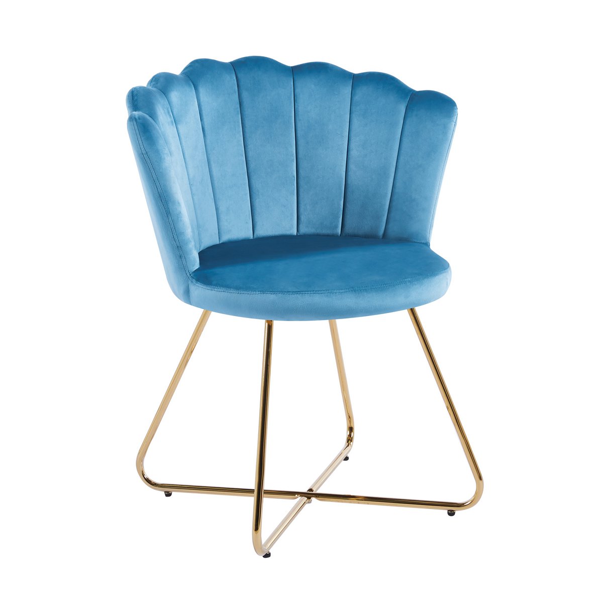 Set of 2 blue velvet shell chairs