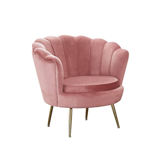 Shell armchair in velvet Rose