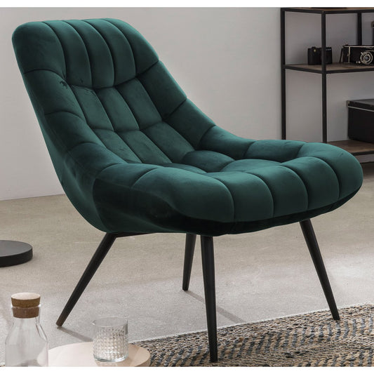 Armchair XXL velvet green metal black