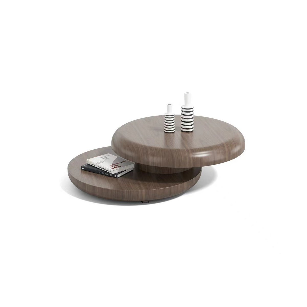 Coffee table Ø 90 cm rotatable walnut