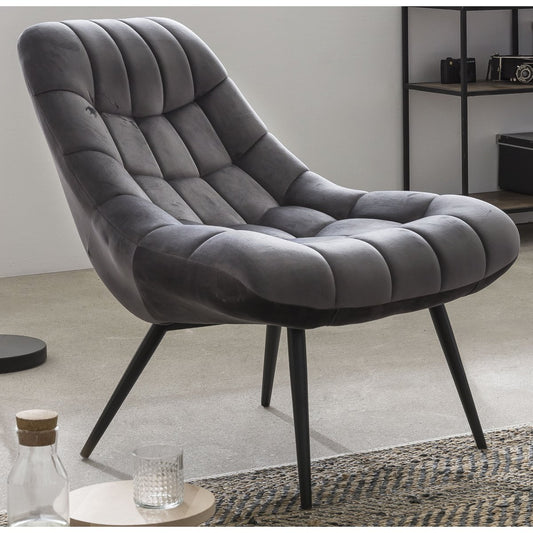 Armchair XXL velvet gray metal black