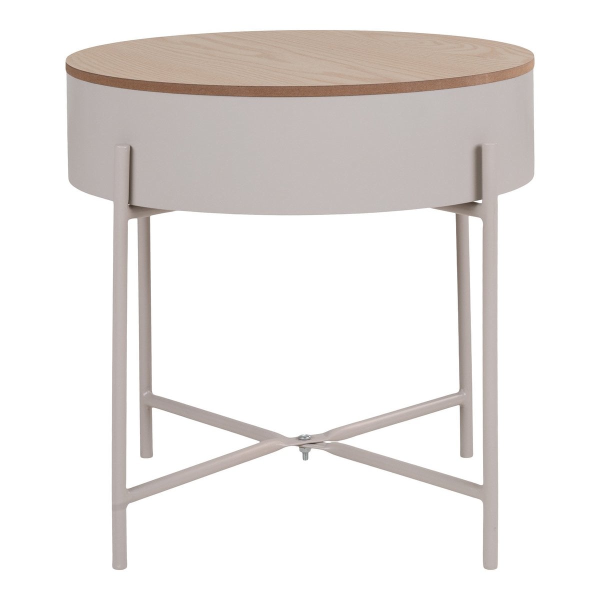 Sisco Beistelltisch – Beistelltisch aus beige-hellgrau pulverbeschichtetem Stahl, Ø40x40 cm
