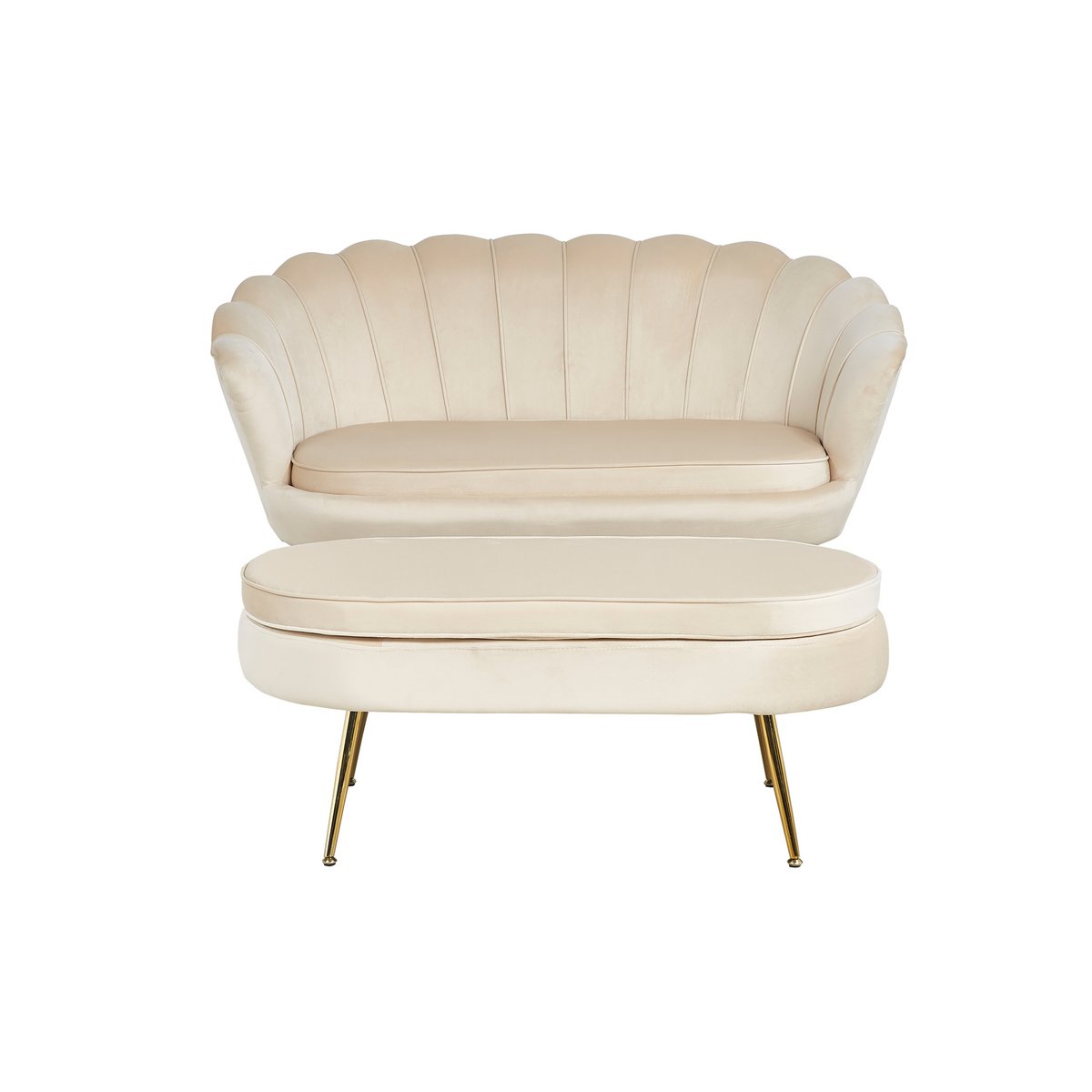Beige velvet shell sofa