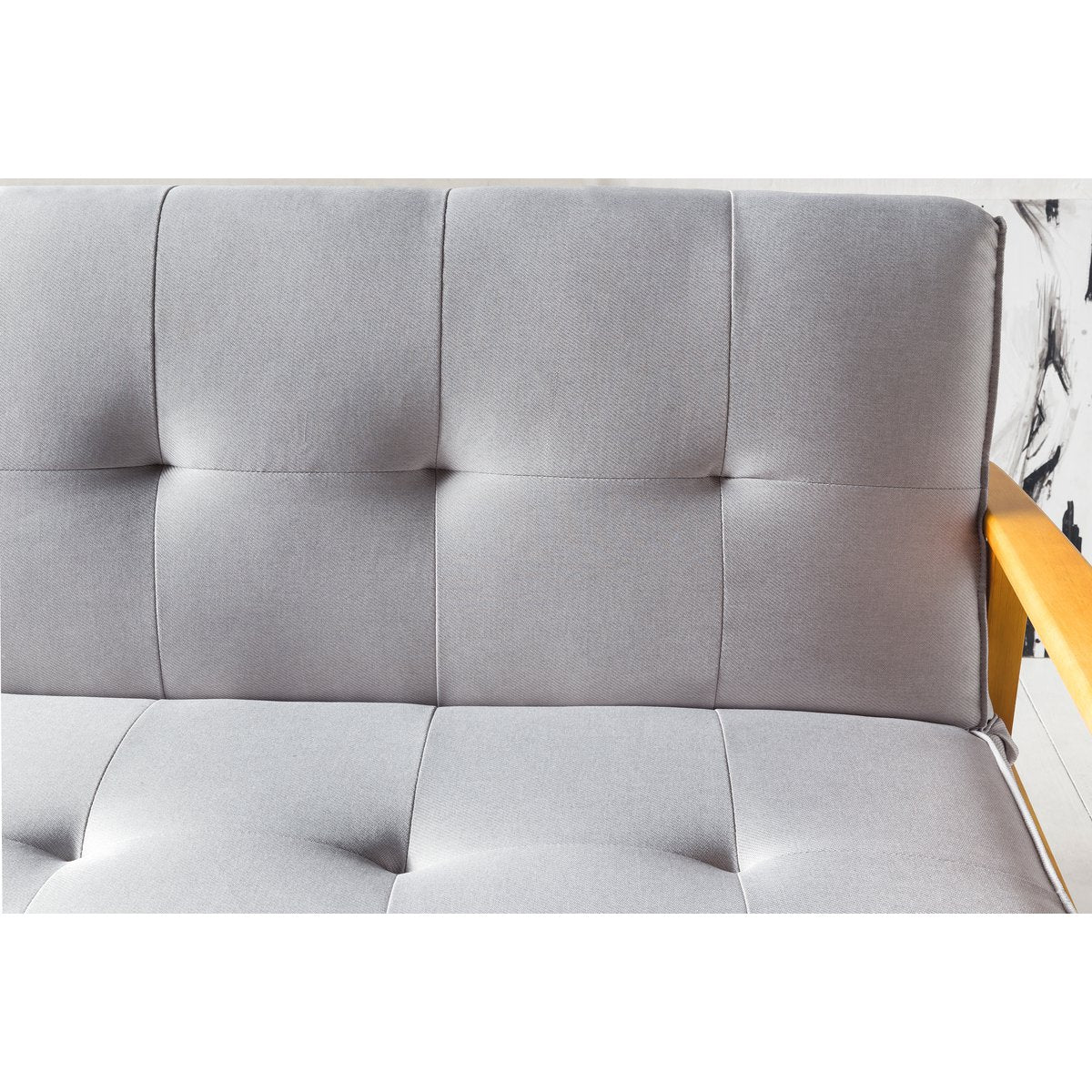 Sofa bed 190x85x81 cm light gray woven fabric
