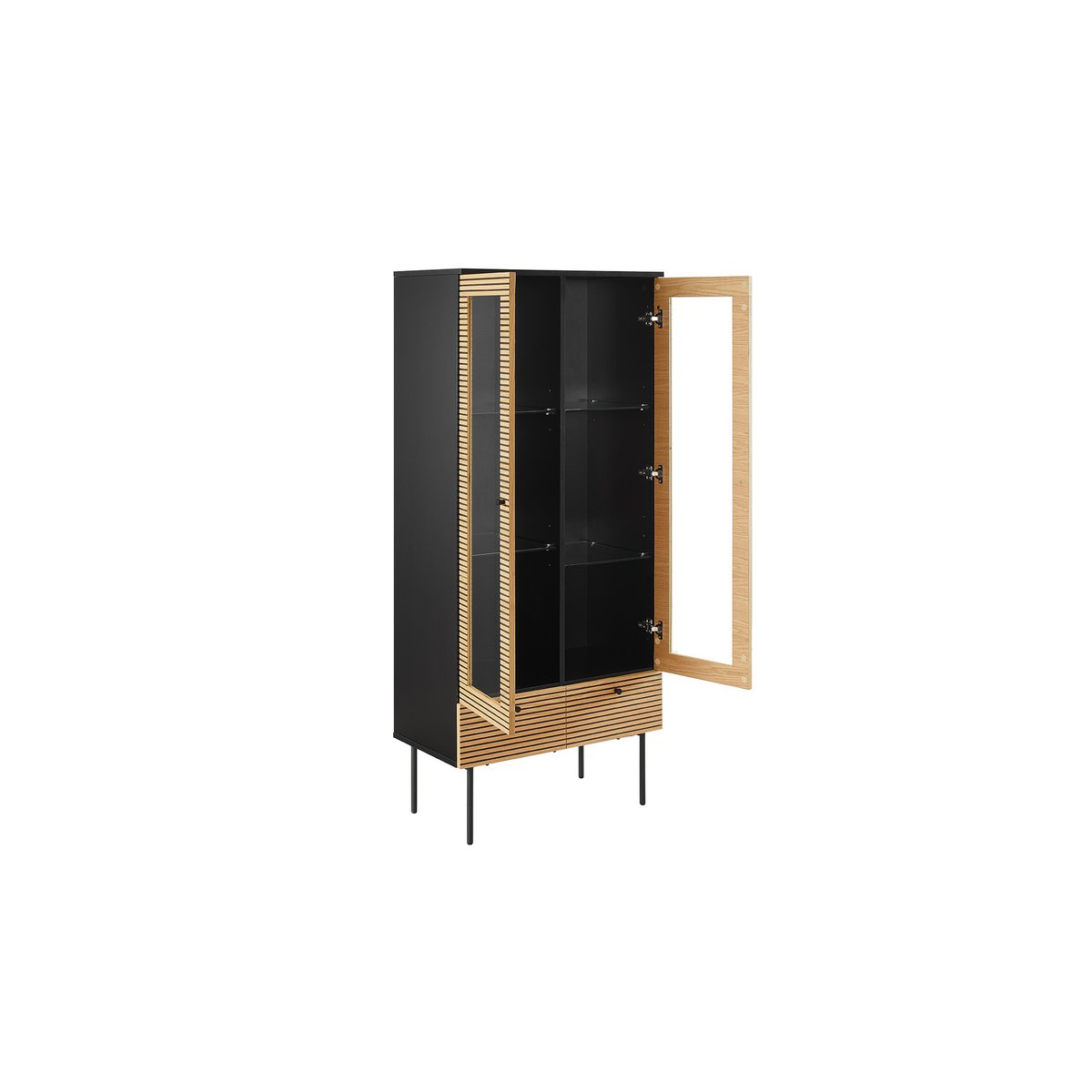 Vitrine 2-türig Eiche Echtholzfurnier