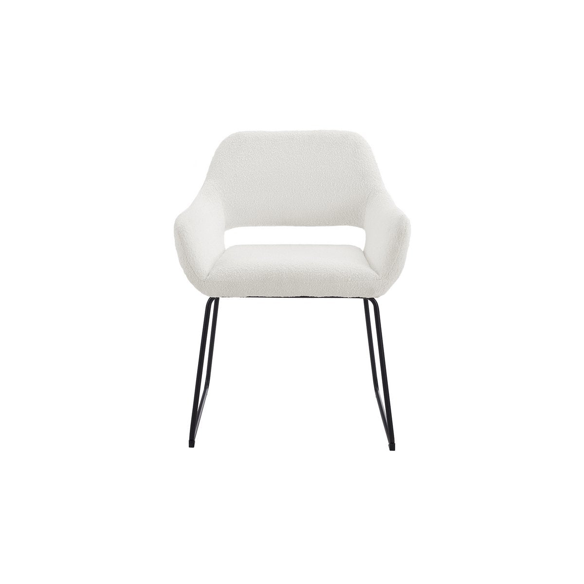 Armchair with back cut-out Bouclé fabric white