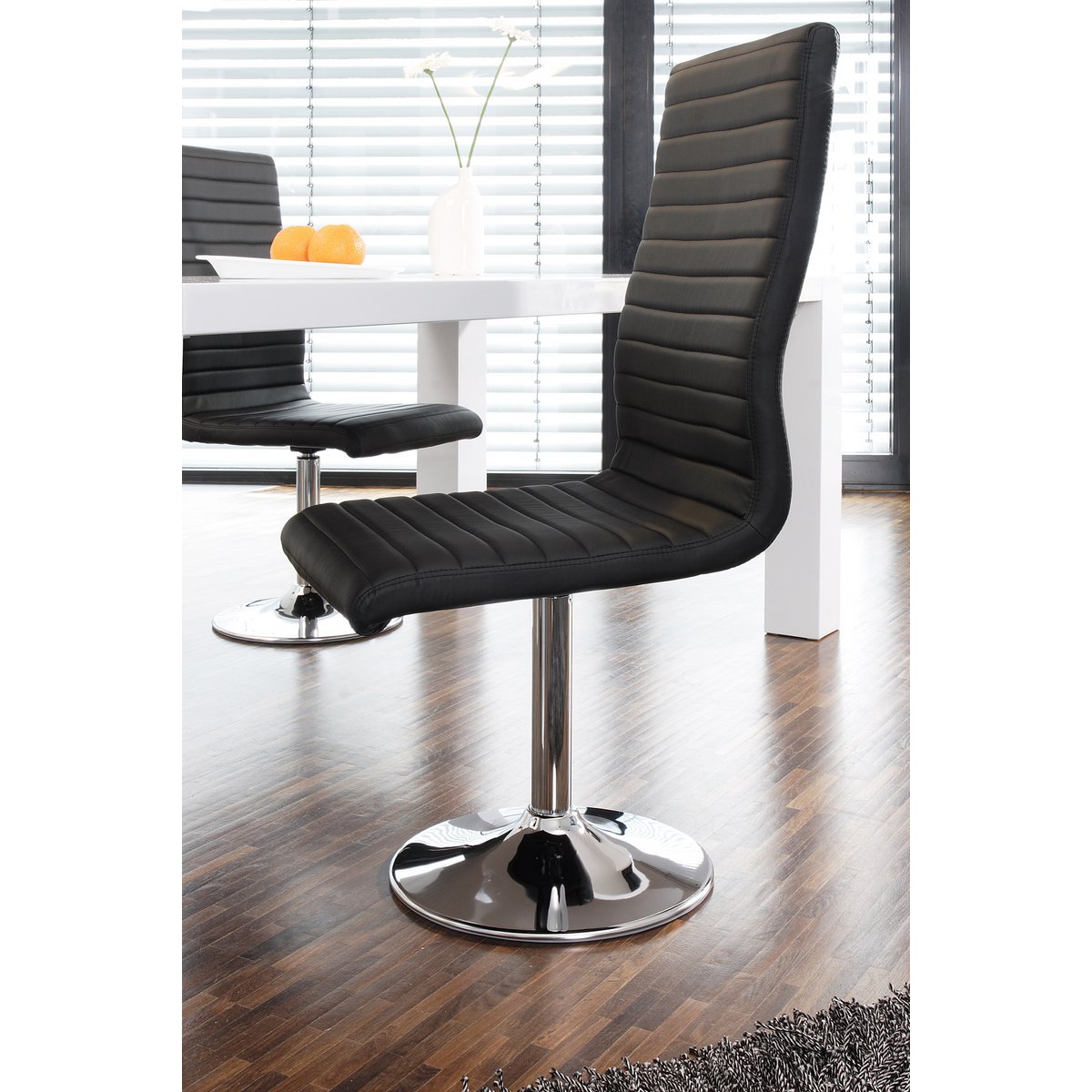 Dining room chairs black faux leather look set of 4