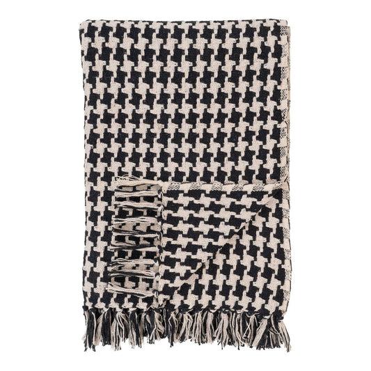 Seitenplaid - Plaid, schwarz/beige, Baumwolle, Polyester, 130x180 cm