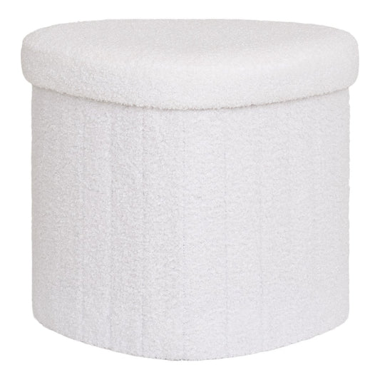 Medford Pouf – Weiß, Polyester/Schaum/Sperrholz, 36,5 x 42,5 x 37,5 cm
