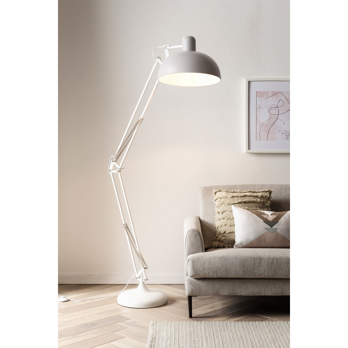 Industrial floor lamp white adjustable