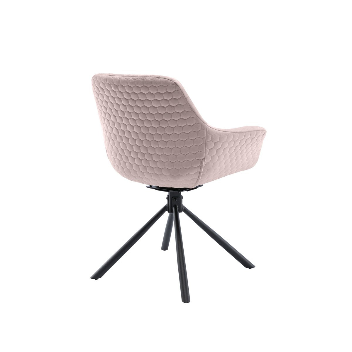 Armchair with honeycomb quilting in rose velvet