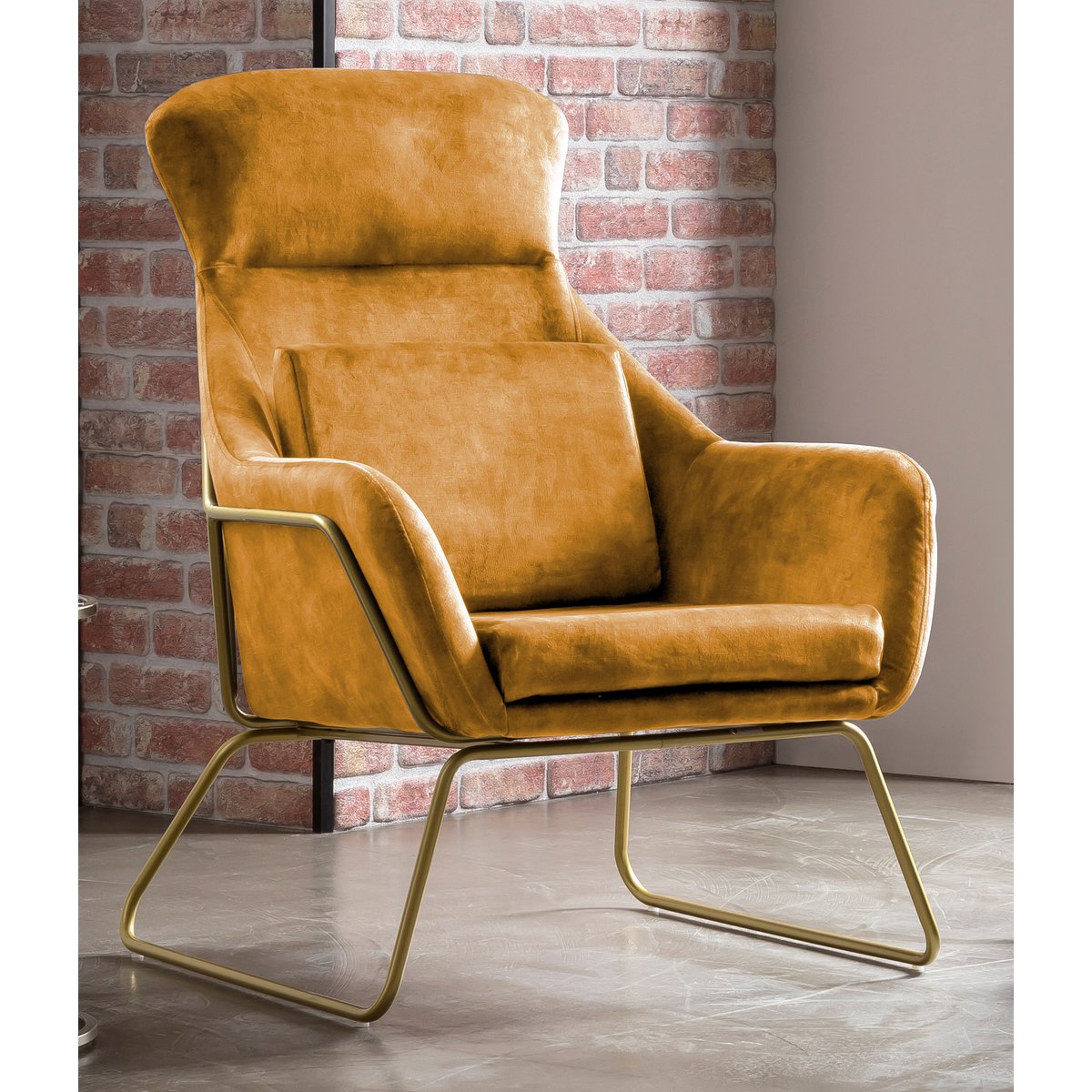 Relax armchair made of gold velvet velor