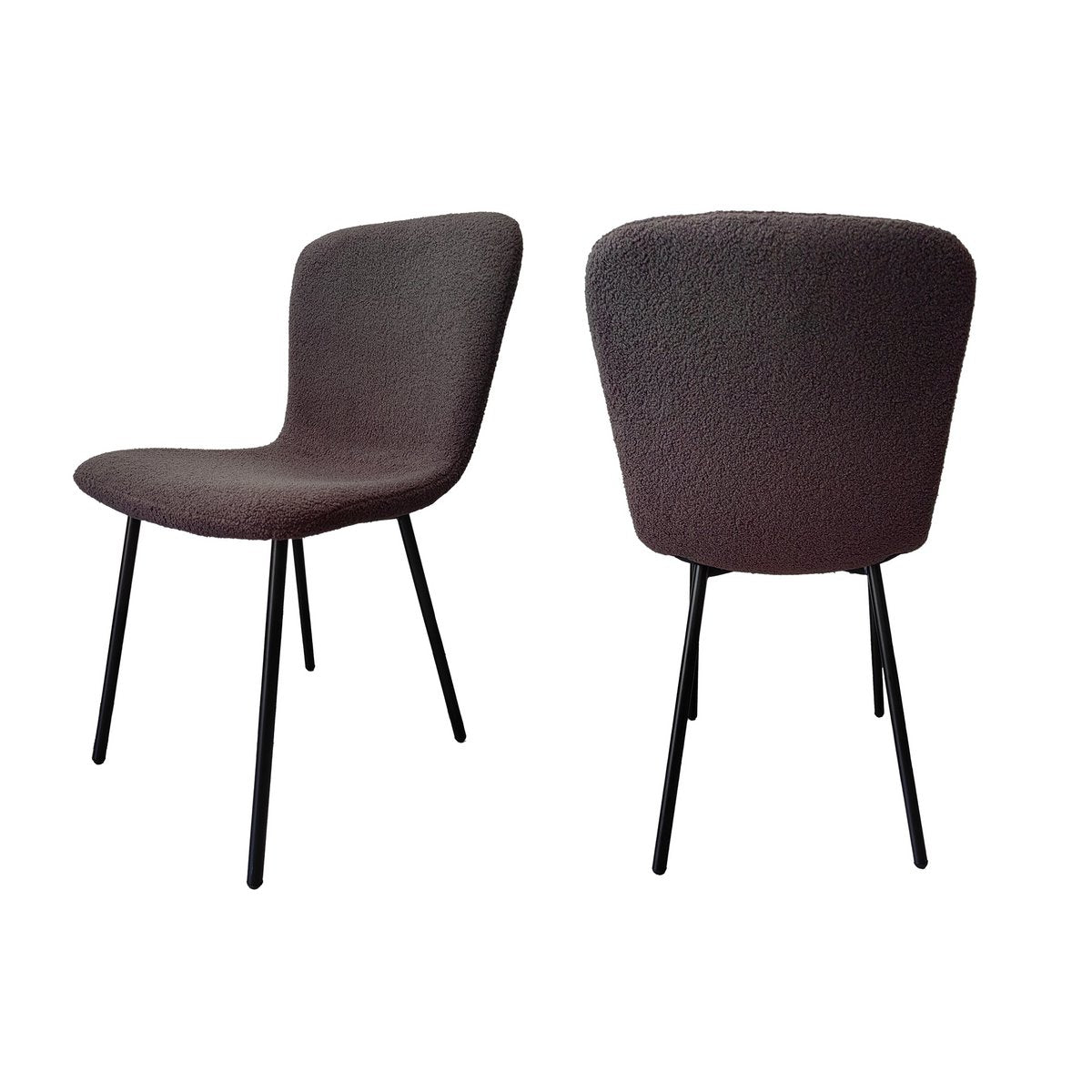 Bouclé look chair set of 4 dark gray