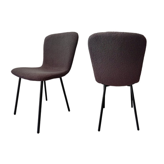 Bouclé look chair set of 4 dark gray