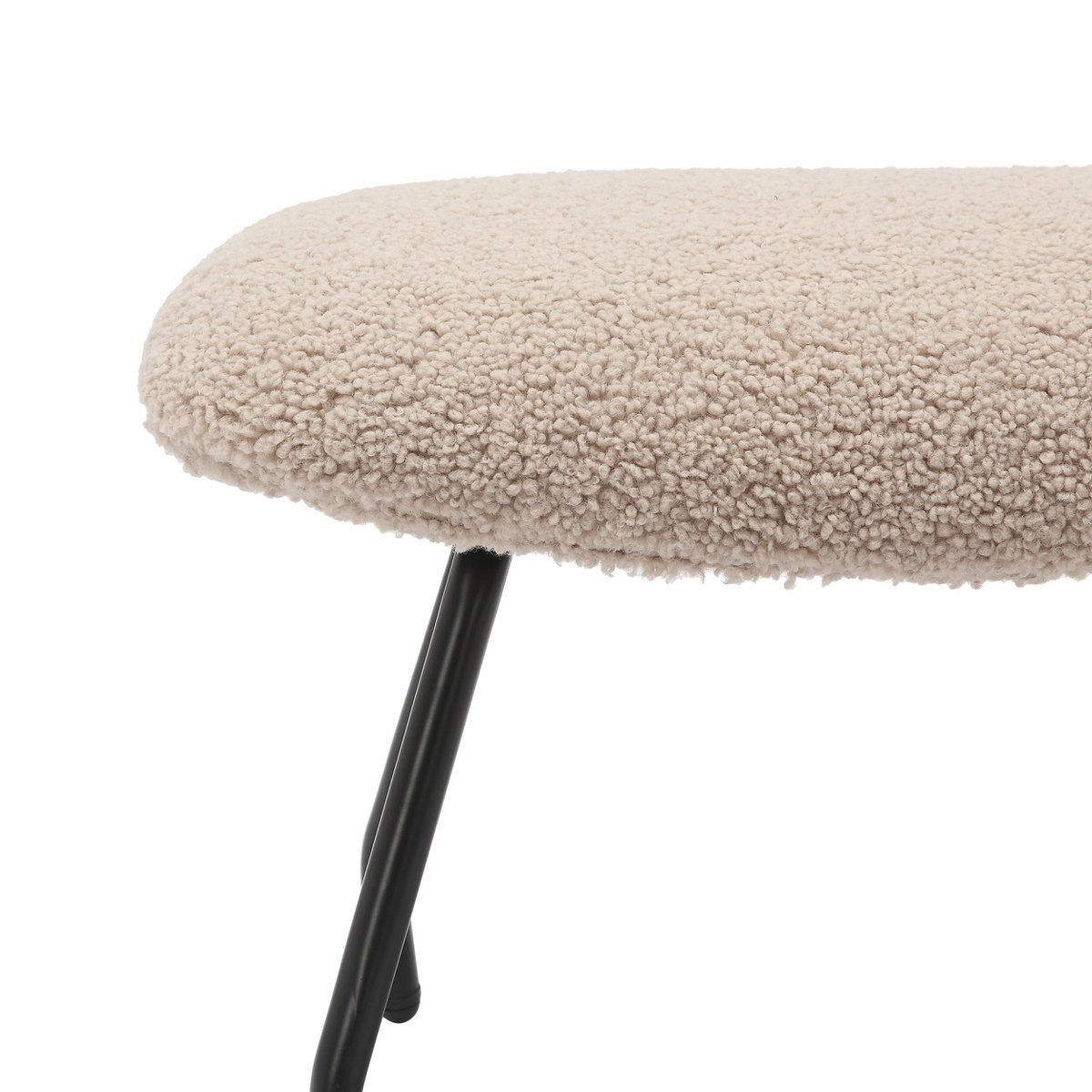 Armchair and stool set teddy fur taupe