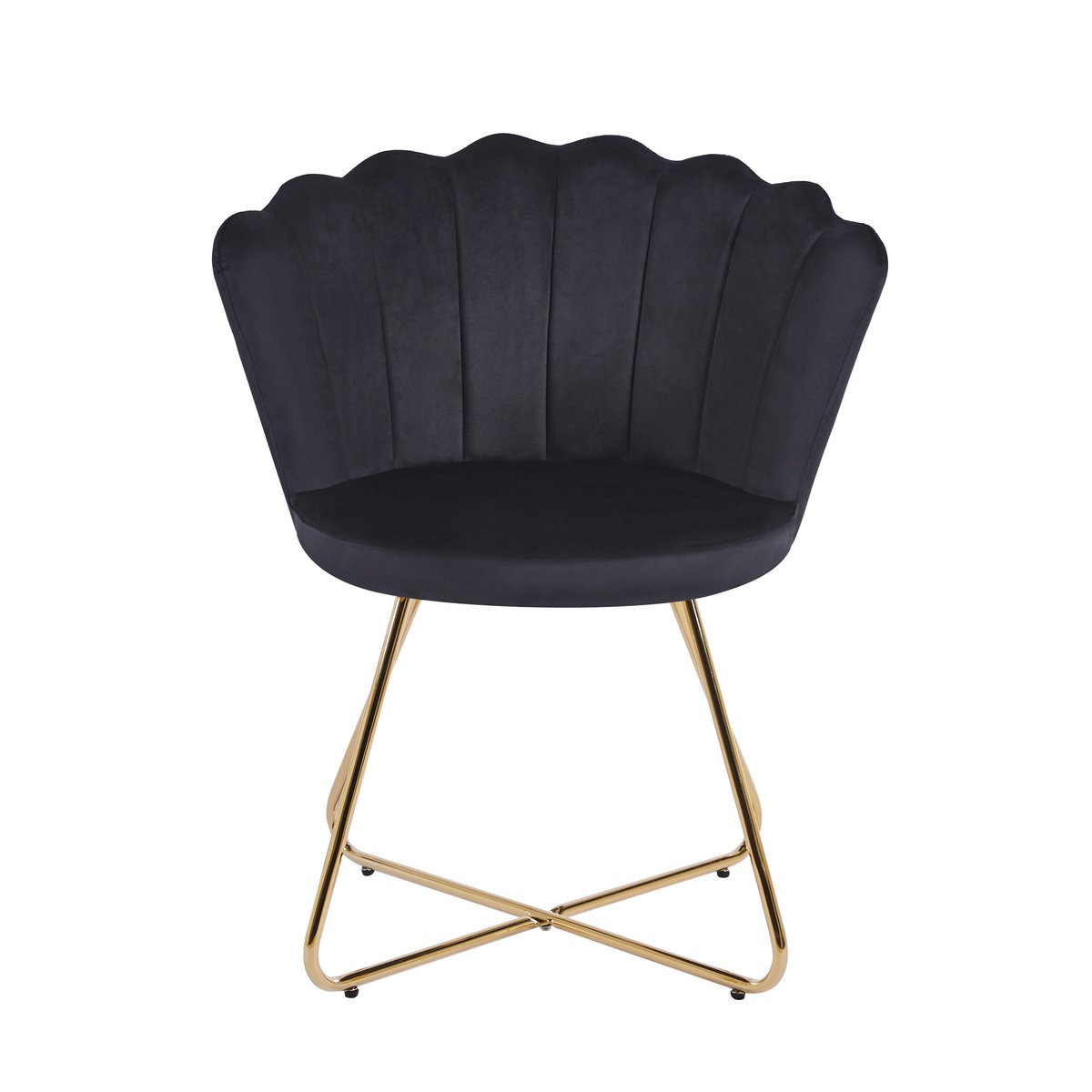 Muschelstuhl aus Samt 2er Set Schwarz