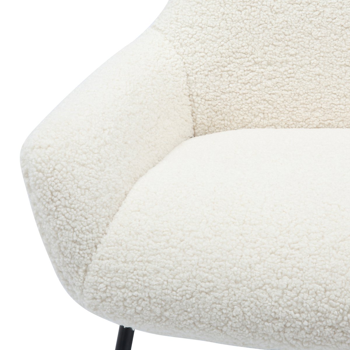 Armchair and stool set teddy fur beige