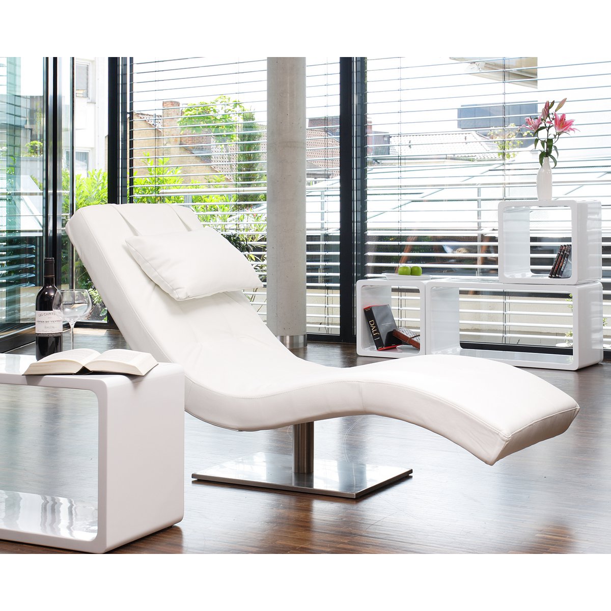 Relaxation lounger white imitation leather look