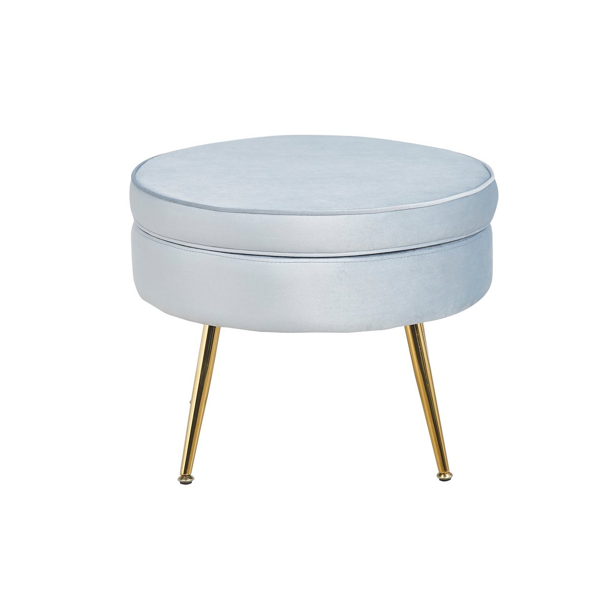 Round pouf in light gray velvet