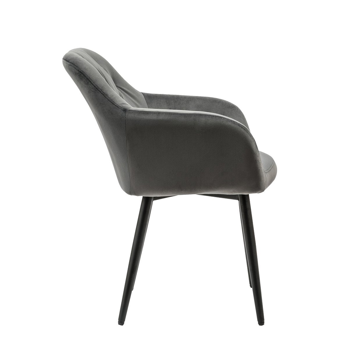 Gray velvet armchair