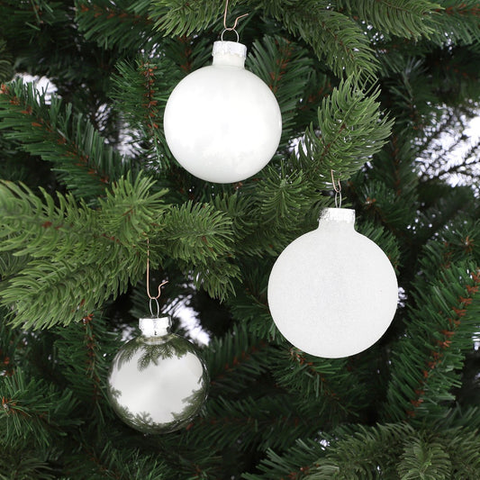 Weihnachtskugel-Set Glaskugeln Weiß