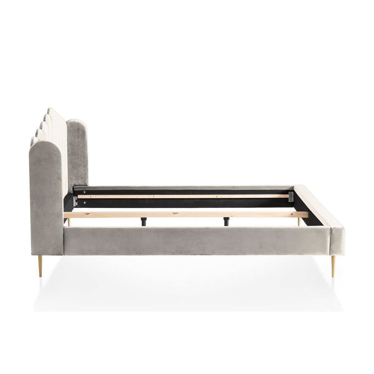 Velvet shell bed 140x200 cm